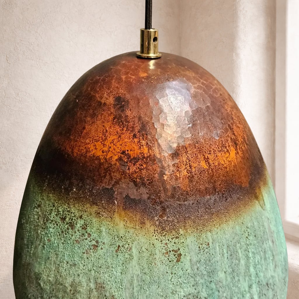 Oxidized Bell Copper Pendant Light