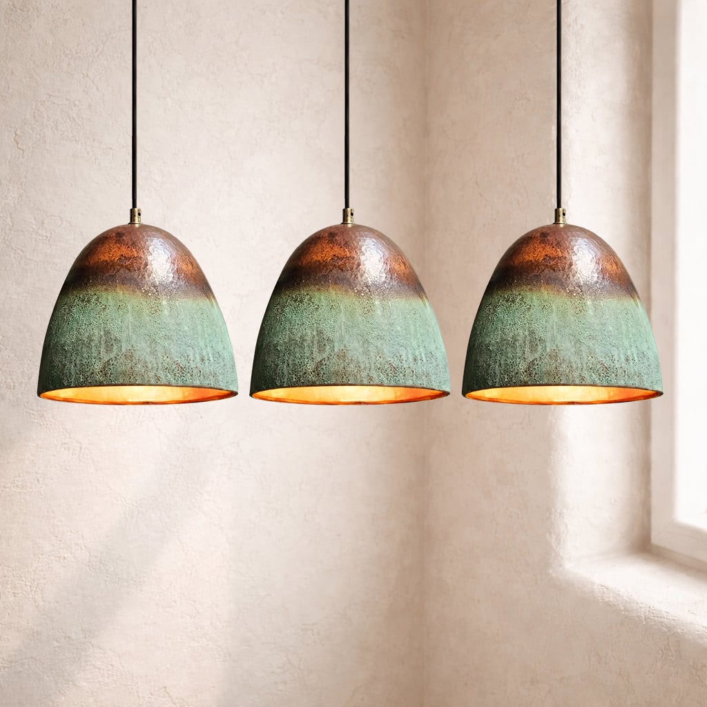 Oxidized Bell Copper Pendant Light - Moroccan Interior