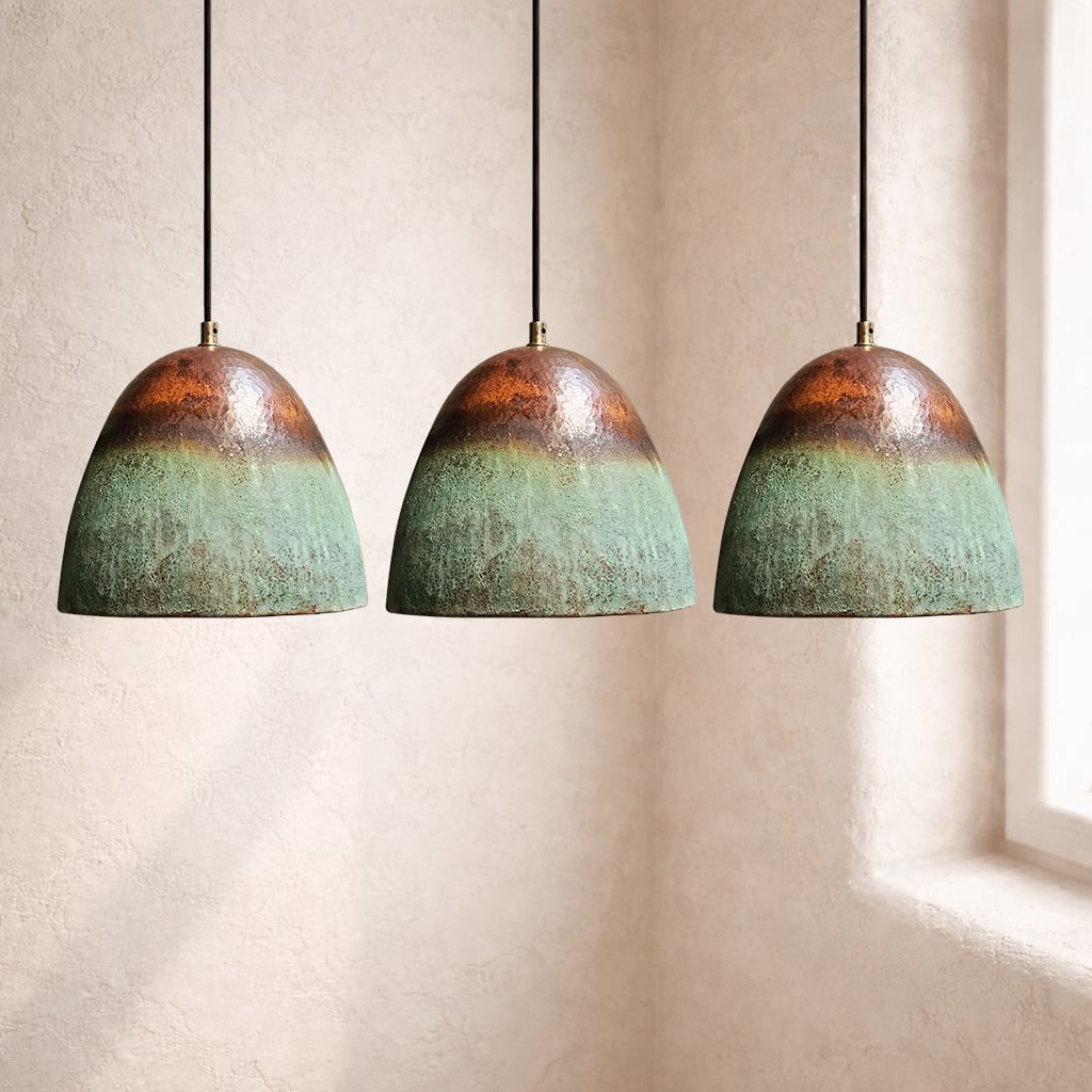 Oxidized Bell Copper Pendant Light