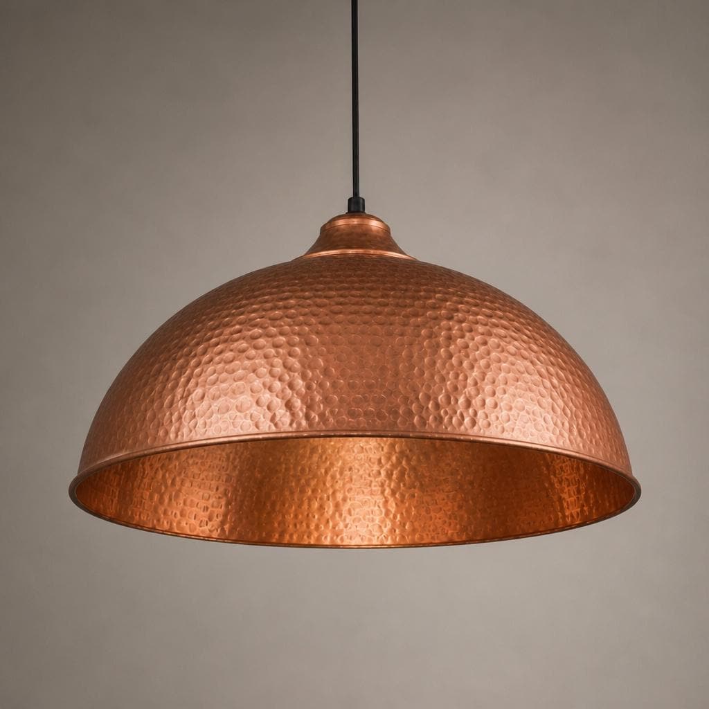 Hammered Copper Dome Pendant Light - copper Industrial Ceiling Lamp