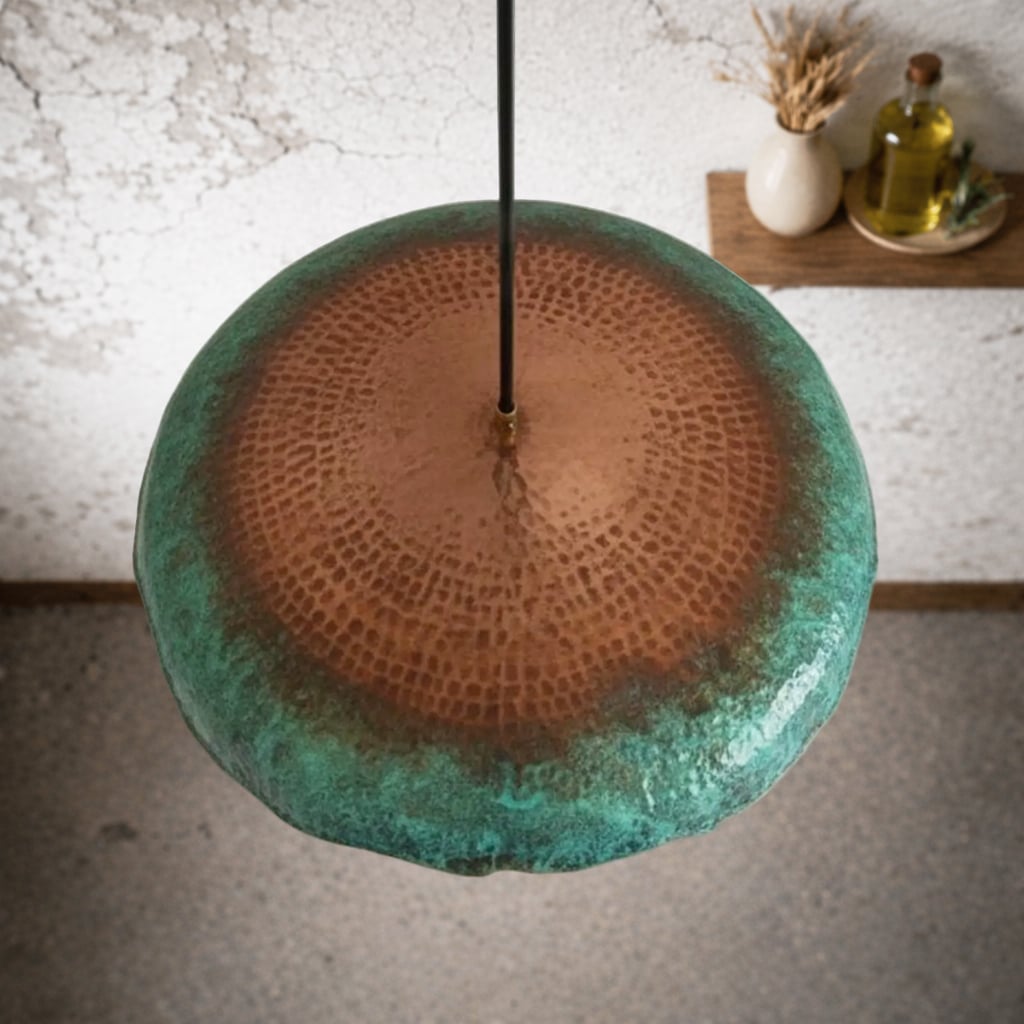 Wavy Patina Copper Pendant Light