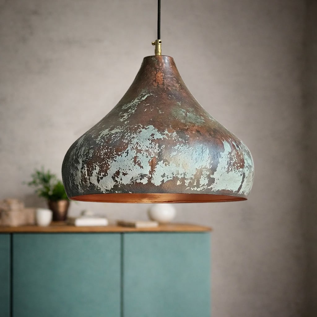 Patinated Spun Copper Pendant