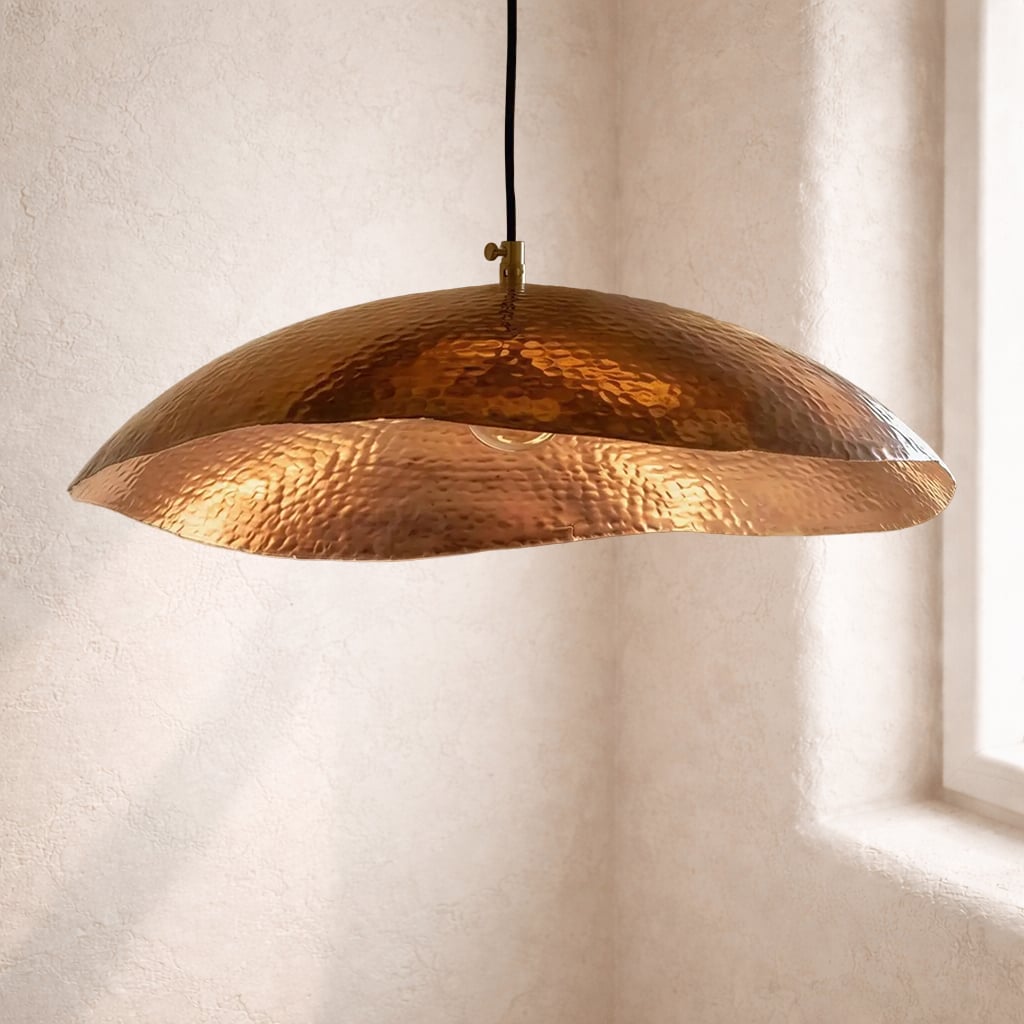 Shallow Copper Dome Pendant LIght