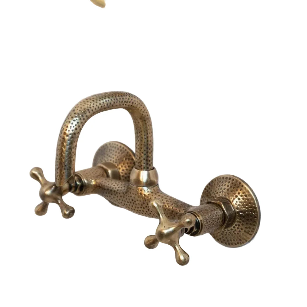 Hammered Oil Rubbed Brass Wall Mount Bath Faucet for Elegant Bathrooms