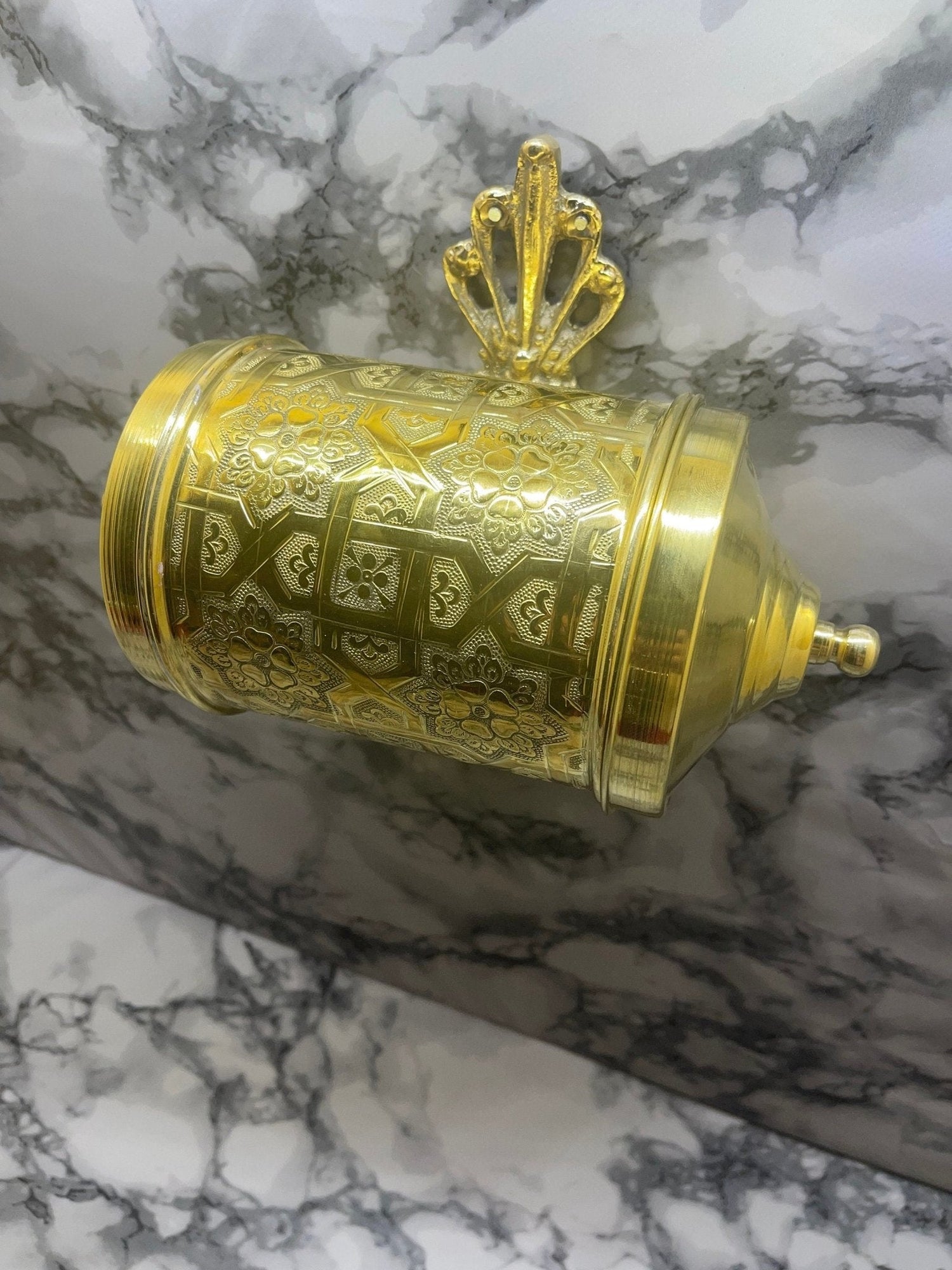 Hand-Engraved Solid Brass Tissue Holder - Unlacquered Bathroom Accessory