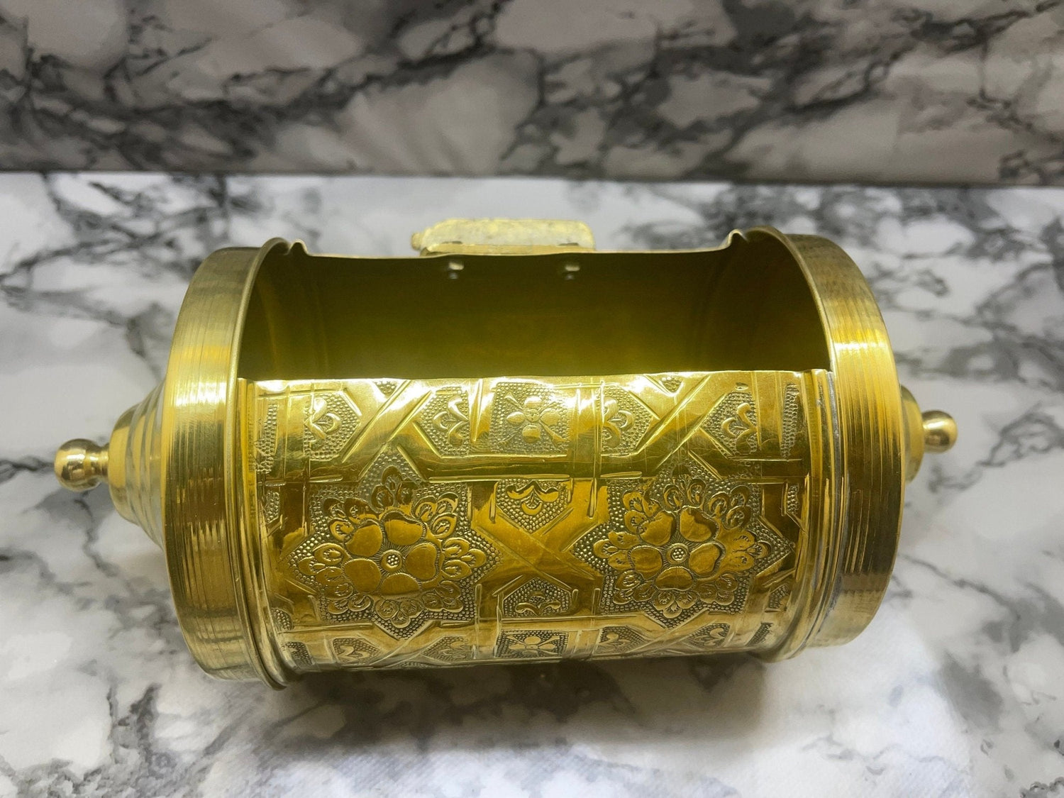 Hand-Engraved Solid Brass Tissue Holder - Unlacquered Bathroom Accessory