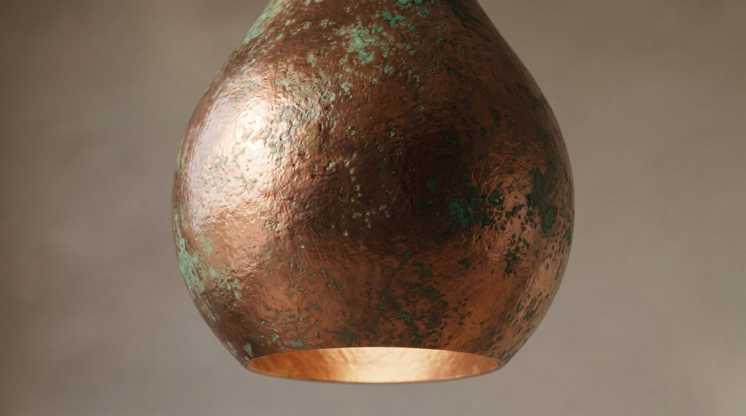 Hand-Hammered Antique Copper Teardrop Pendant Light - Rustic Lamp