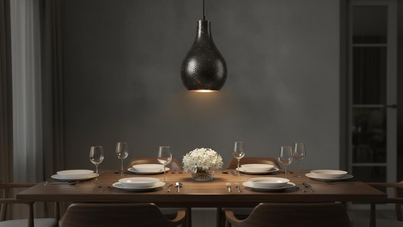 Hand-Hammered Black Copper Teardrop Pendant Light - Industrial Lamp