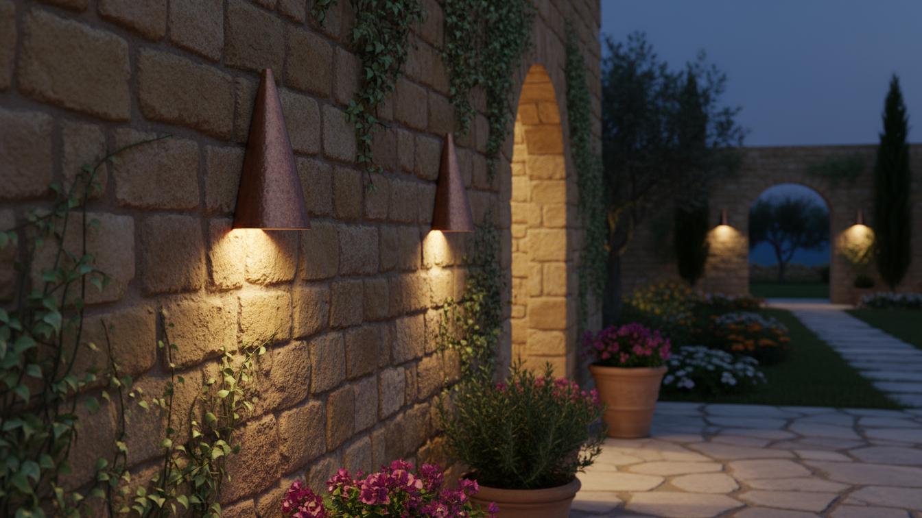 Hand-Hammered Copper Cone Sconce - Rustic Minimalist Wall Light