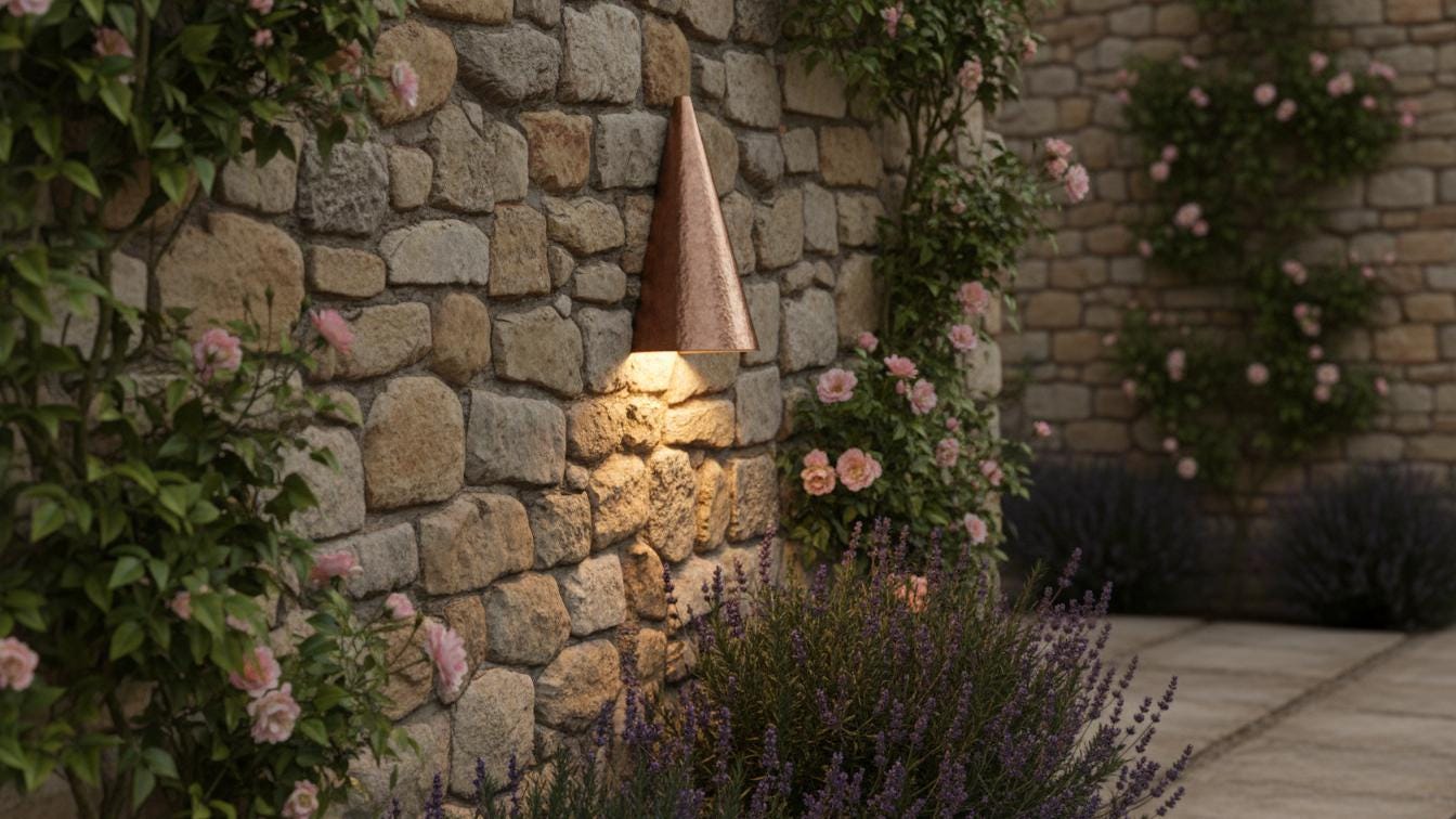 Hand-Hammered Copper Cone Sconce - Rustic Minimalist Wall Light