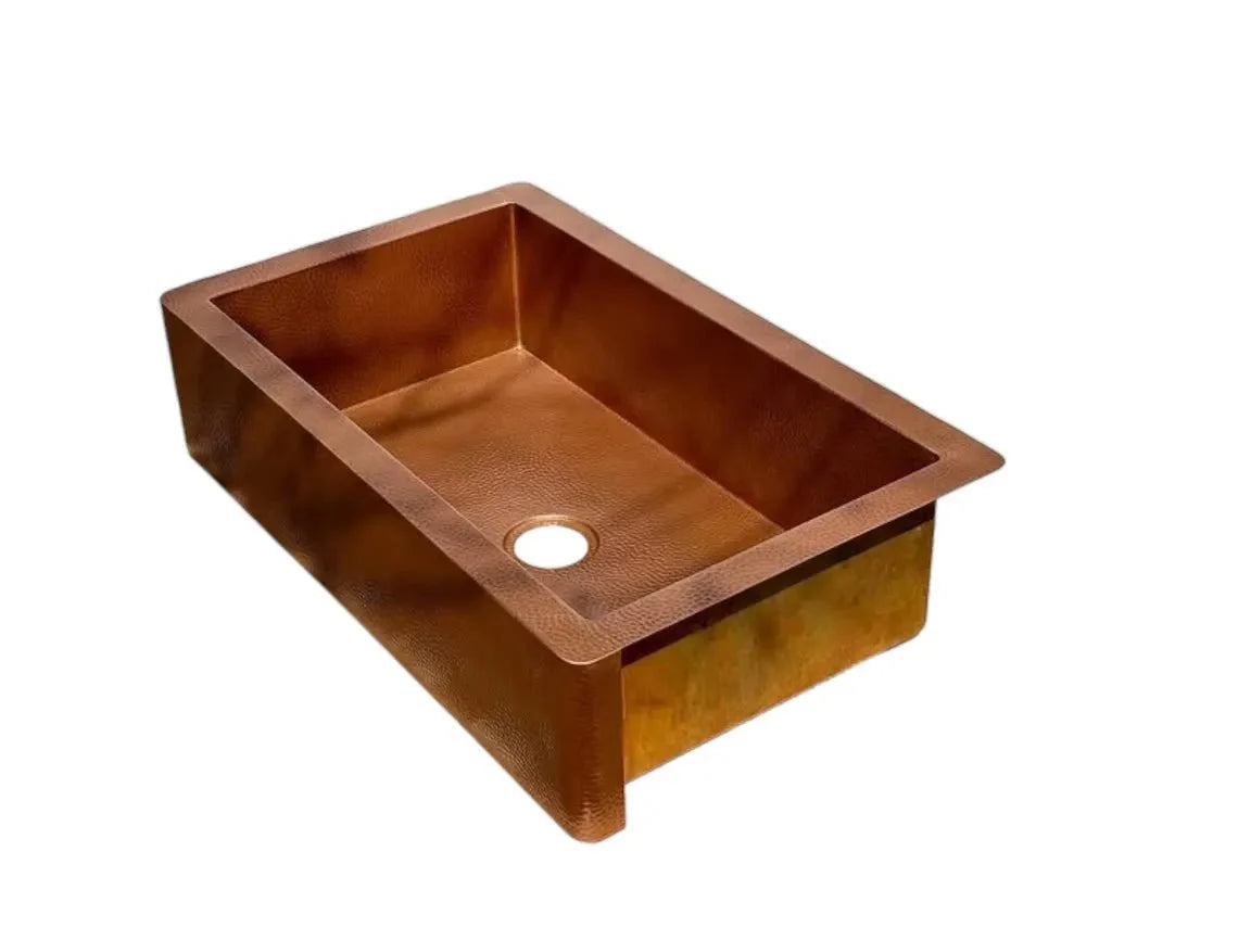 Hand-Hammered Copper Farmhouse Sink - Apron Front Kitchen Basin