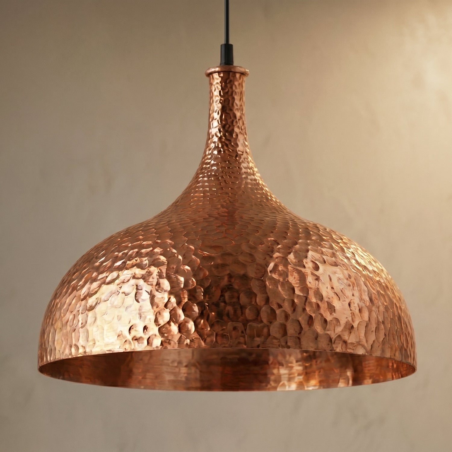 Hand-Hammered Copper Pendant Light - Vintage Farmhouse Light Fixture