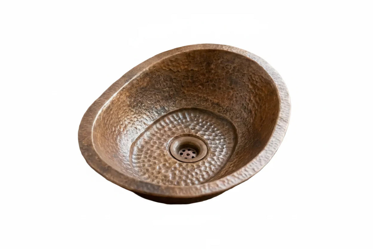 Hand-Hammered Copper Vessel Sink – Rustic Bathroom Washbasin