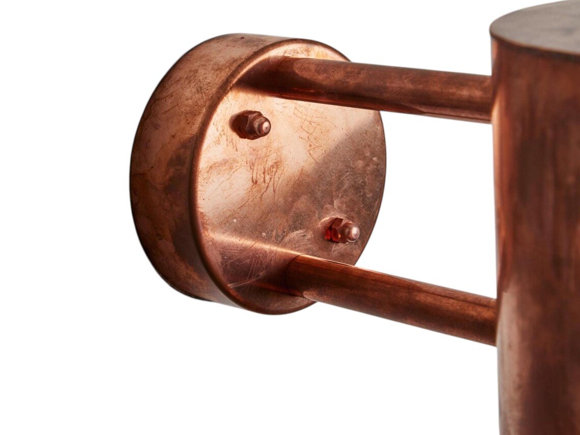 Hand-Hammered Raw Copper Wall Sconce - Minimalist Cylindrical Outdoor Light