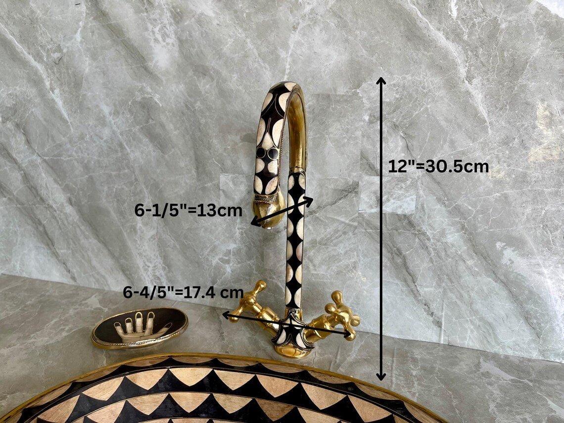 Hand-Studded Brass Sink & Faucet Set -