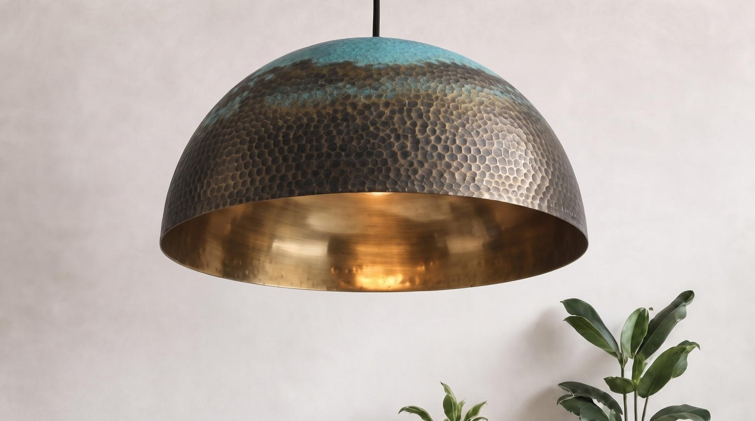 Handcrafted Brass Lamp, Verdigris Bronze Pendant Light, Gold Dome Chandelier, Mid Century Modern Ceiling Lighting, Rustic Farmhouse Decor