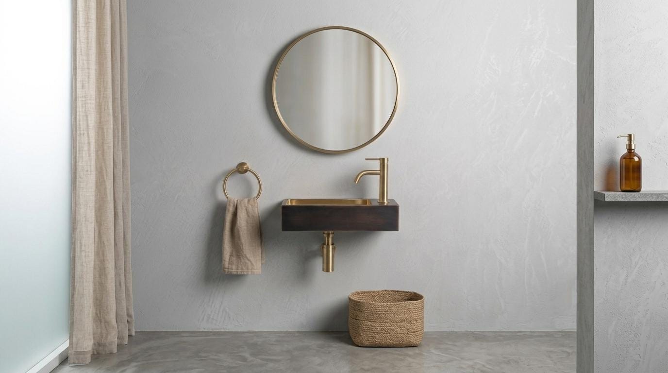 Handcrafted Brass Sink, Oil Rubbed Wall Mounted Floating Basin, Smooth Rectangular Washbasin, Metal Vanity, Dark Brass Bathroom Wash Sinks