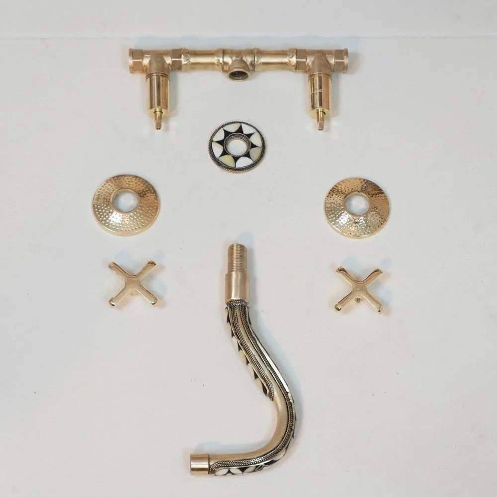 Handcrafted Copper and Brass Wall Mounted Bathroom Faucet for Luxury Homes