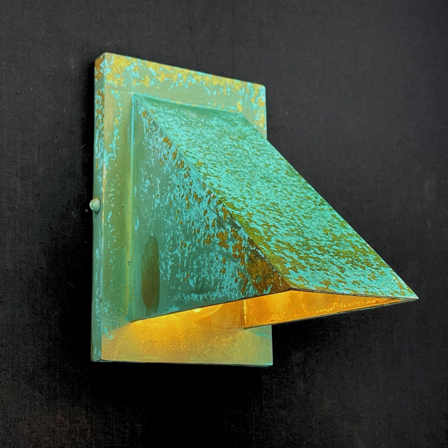 Handcrafted Copper Wall Sconce: Oxidized Green Patina Outdoor Light