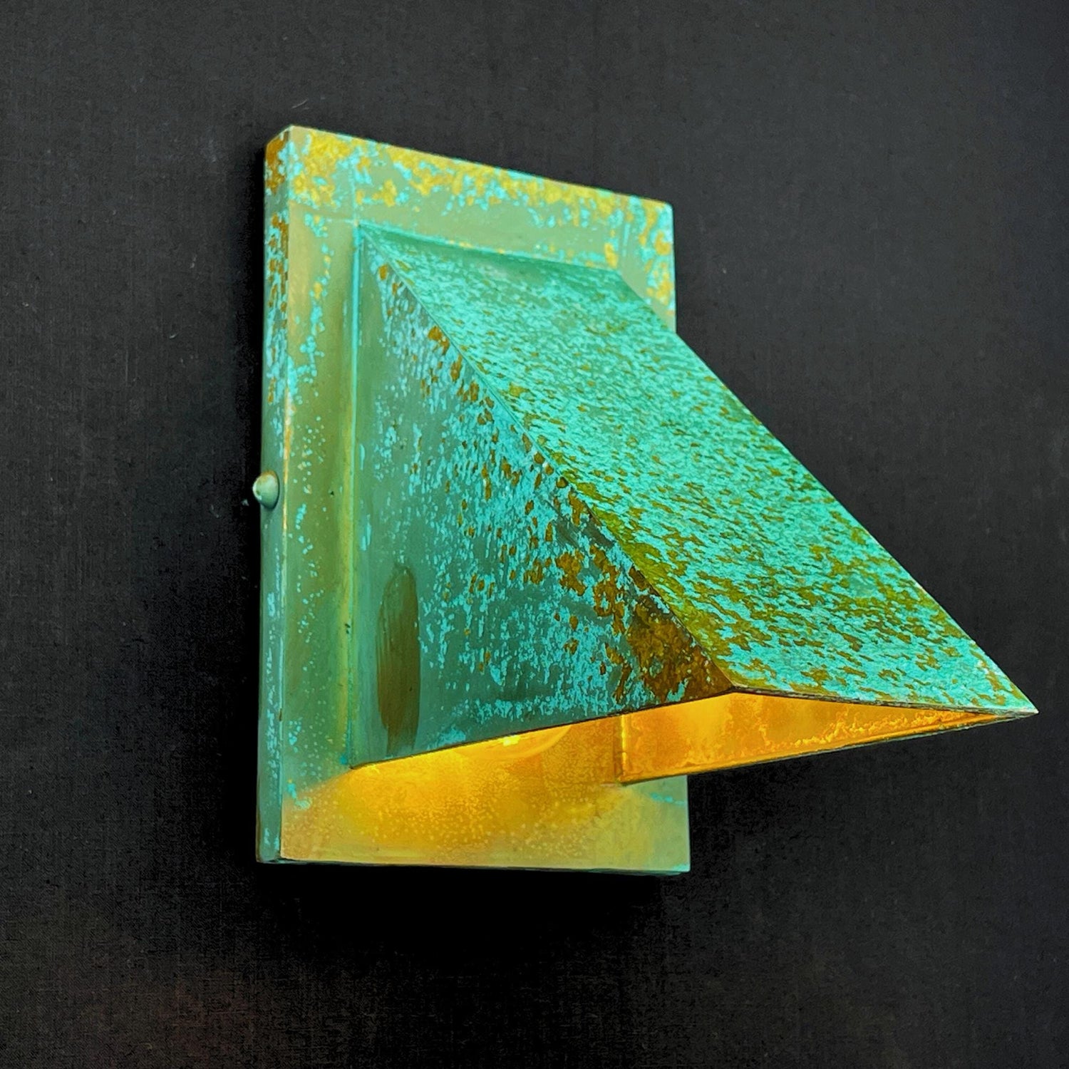 Handcrafted Copper Wall Sconce: Oxidized Green Patina Outdoor Light