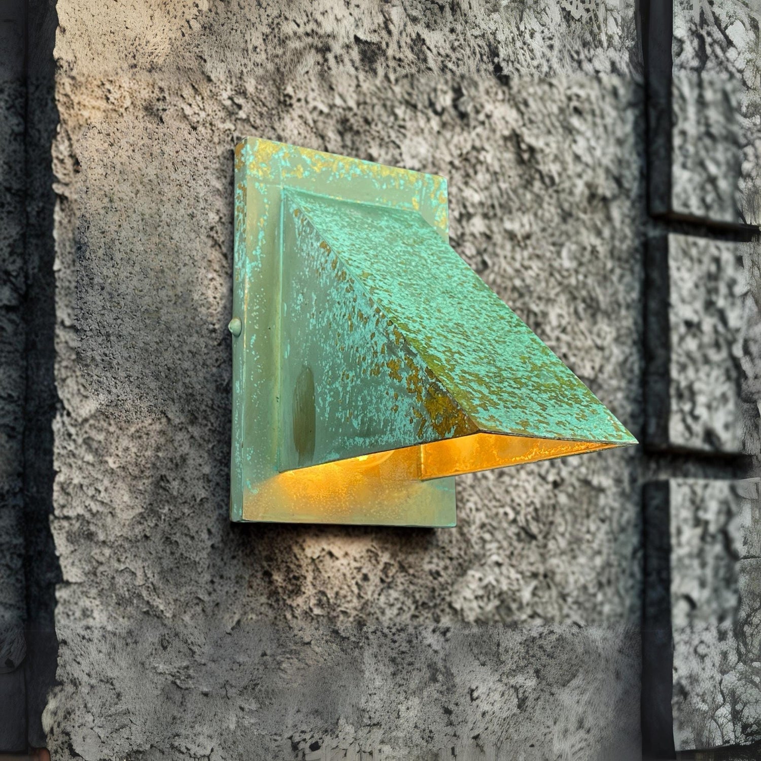 Handcrafted Copper Wall Sconce: Oxidized Green Patina Outdoor Light