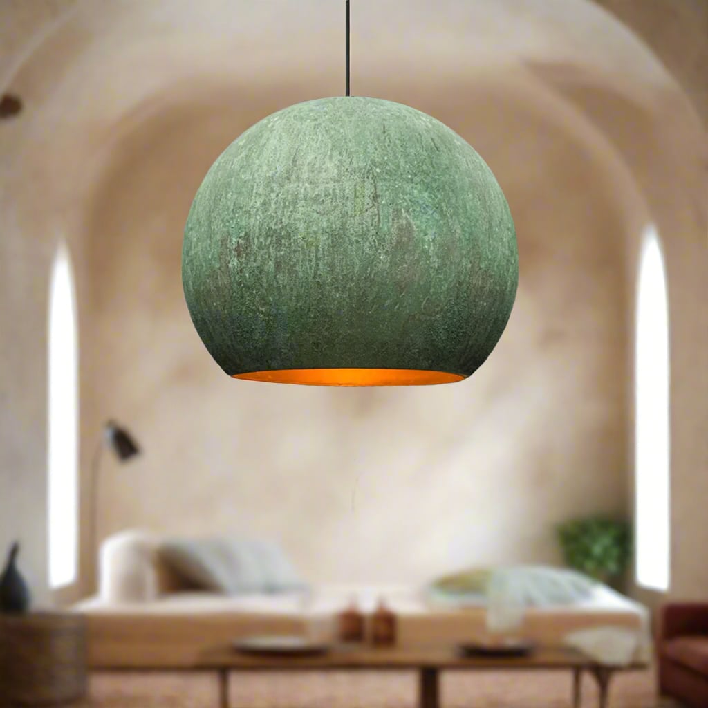 Green Patina Dome Pendant Light