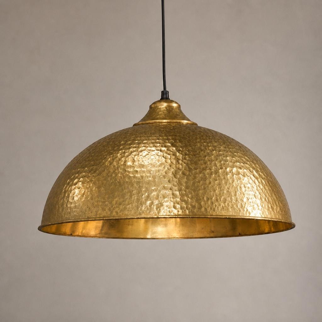 Handcrafted Hammered Brass Bowl Pendant Light |Antique Brass Dome Ceiling Lamp, Farmhouse Hanging Light | Kitchen Island Light Fixture