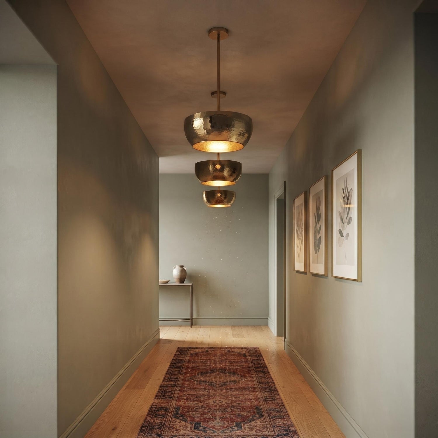 Handcrafted Hammered Brass Bowl Pendant Light | Modern Luxury Hanging Ceiling Lamp | Minimalist Kitchen Island Light Fixture