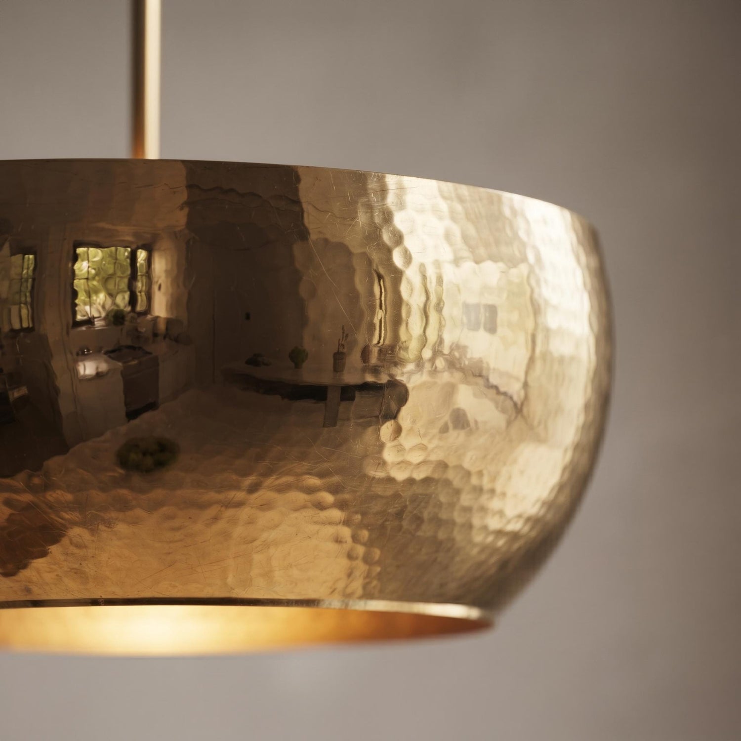 Handcrafted Hammered Brass Bowl Pendant Light | Modern Luxury Hanging Ceiling Lamp | Minimalist Kitchen Island Light Fixture