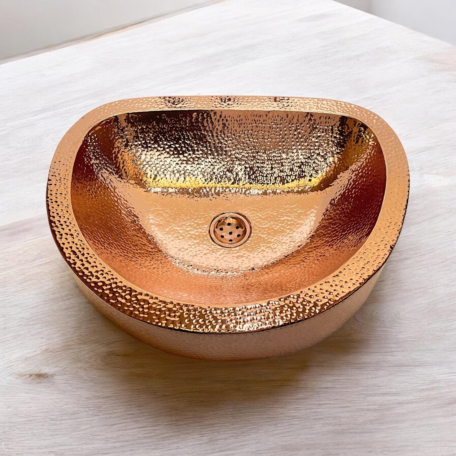 Handcrafted Hammered Copper Vessel Sink - Modern Bathroom Vanity Basin