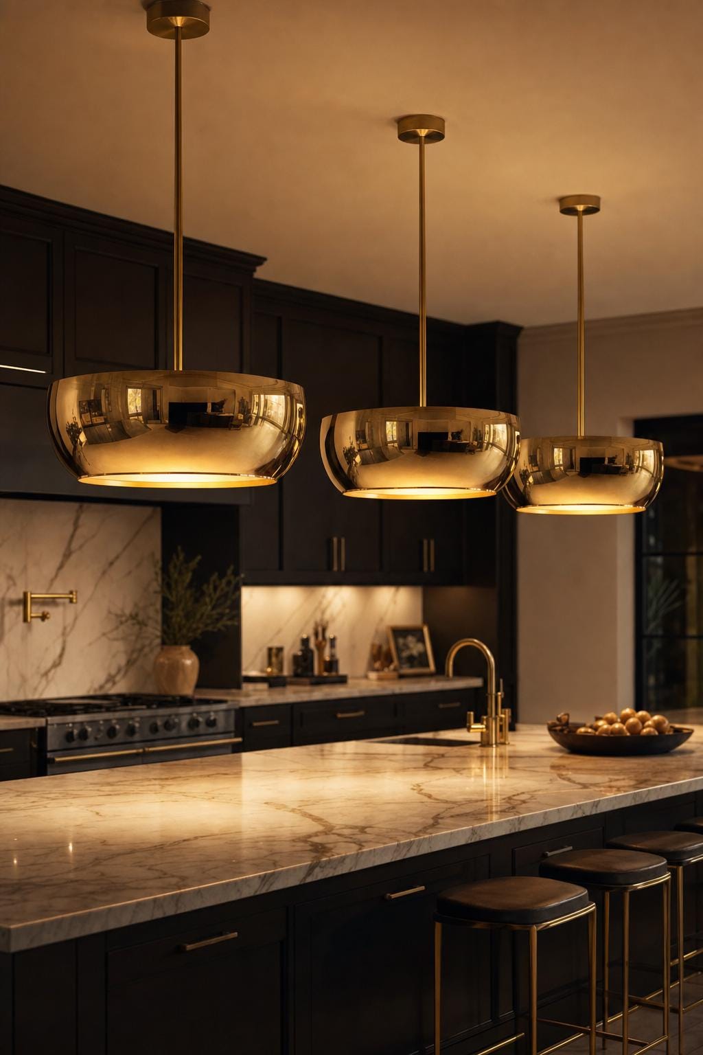 Handcrafted polished Brass Bowl Pendant Light | Modern Luxury Hanging Ceiling Lamp | Minimalist Kitchen Island Light Fixture
