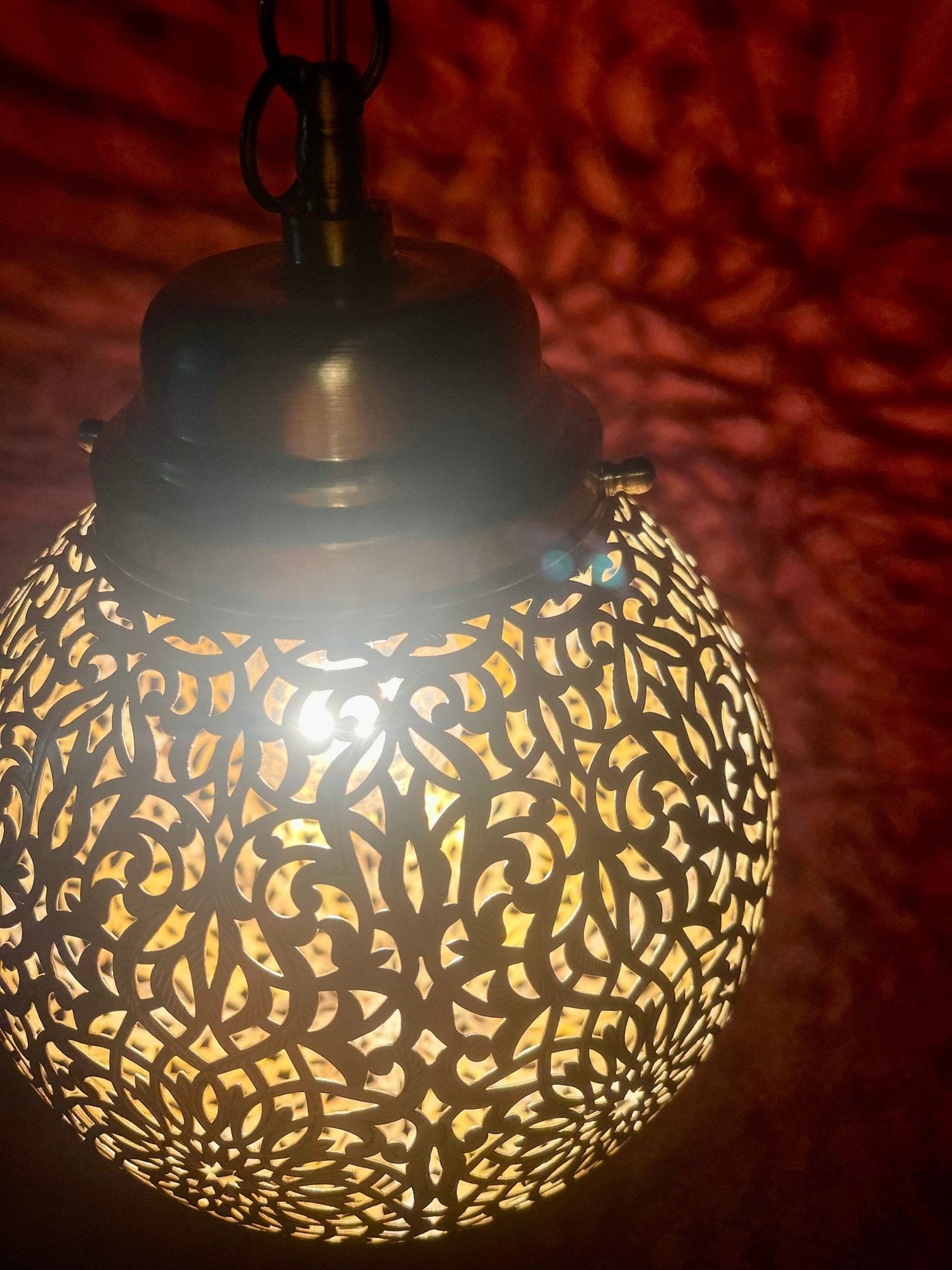 Handcrafted Solid Brass Pendant Light - Moroccan Design Ceiling Lamp