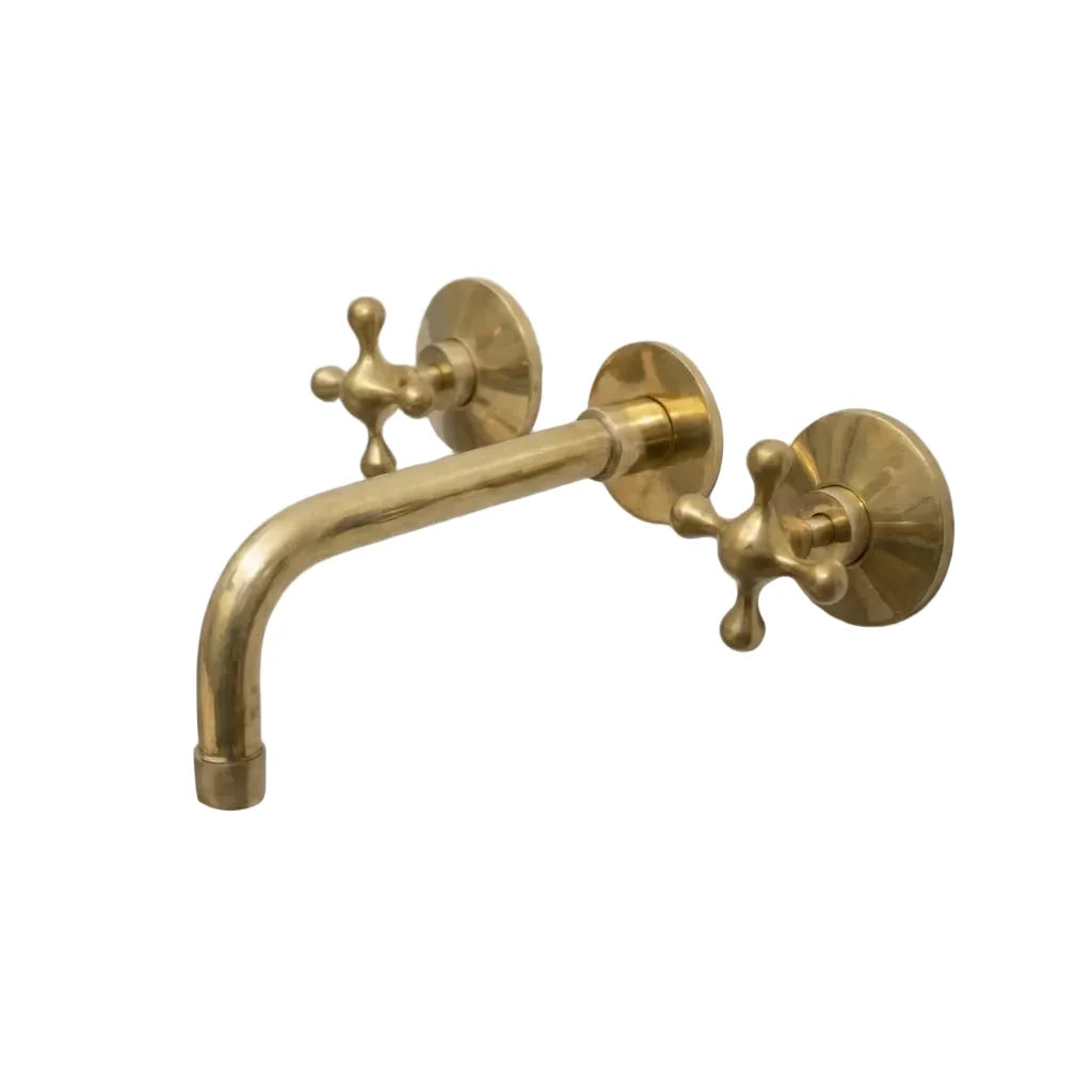 Handcrafted Brass Wall Mounted Vanity Faucet for Bathroom