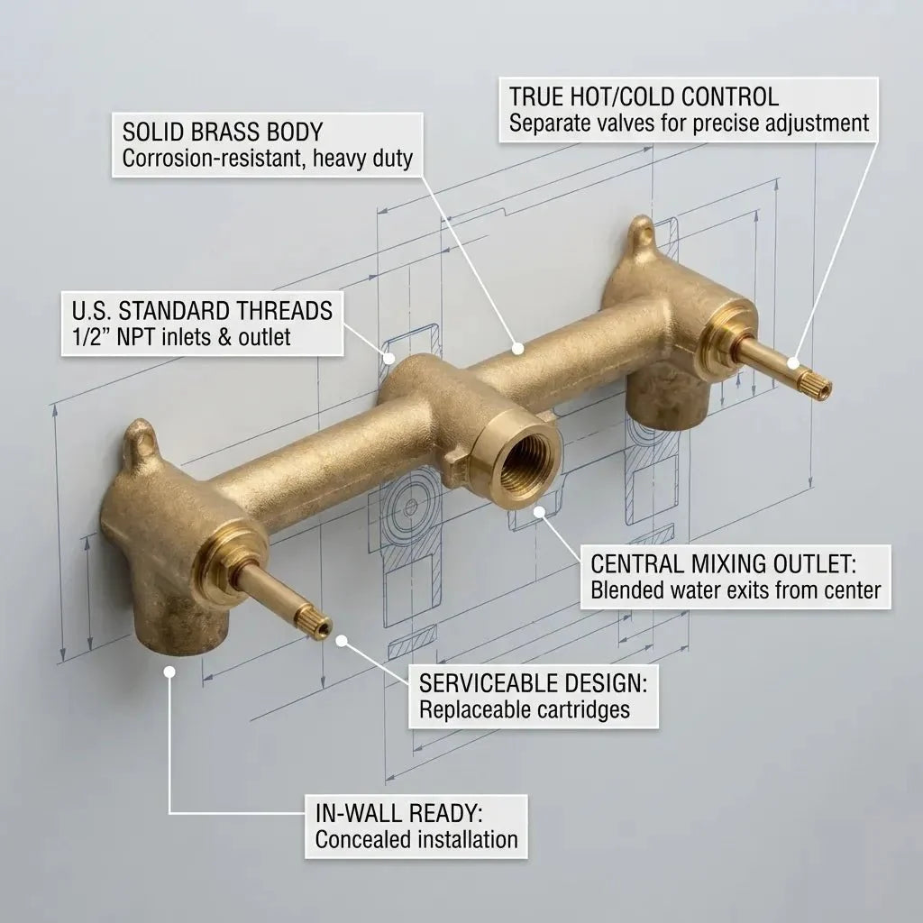 Handcrafted Brass Wall Mounted Vanity Faucet for Bathroom