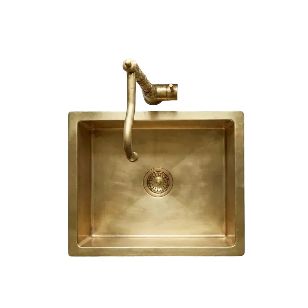 Handcrafted Undermount Brass Bar Sink - Square Bar Kitchen Sink Including drain