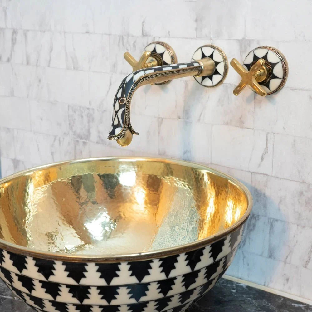 Elegant Handcrafted Brass Wall Mounted Faucet for Luxury Bathrooms