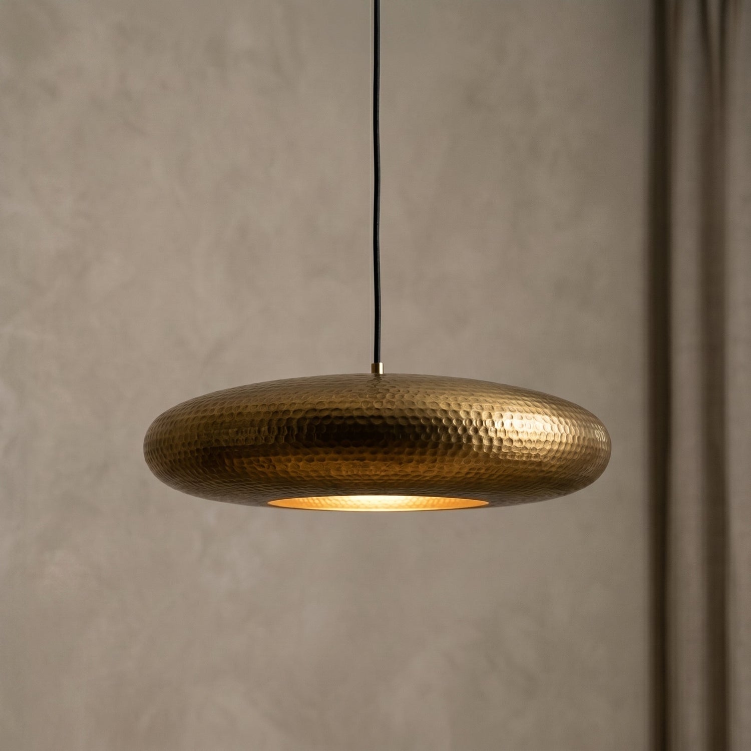 Handmade Antique Brass Pendant Light - Hammered Gold Hanging Lamp