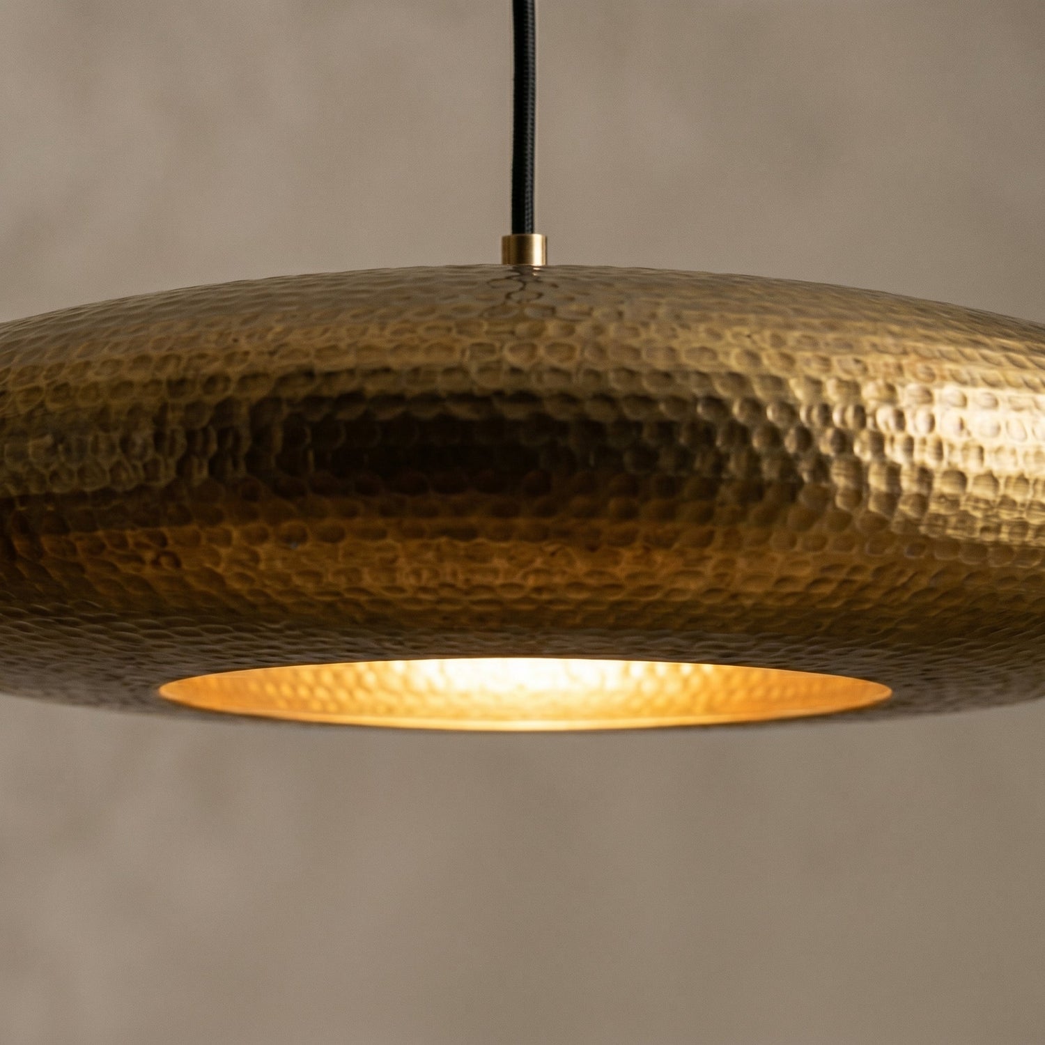 Handmade Antique Brass Pendant Light - Hammered Gold Hanging Lamp