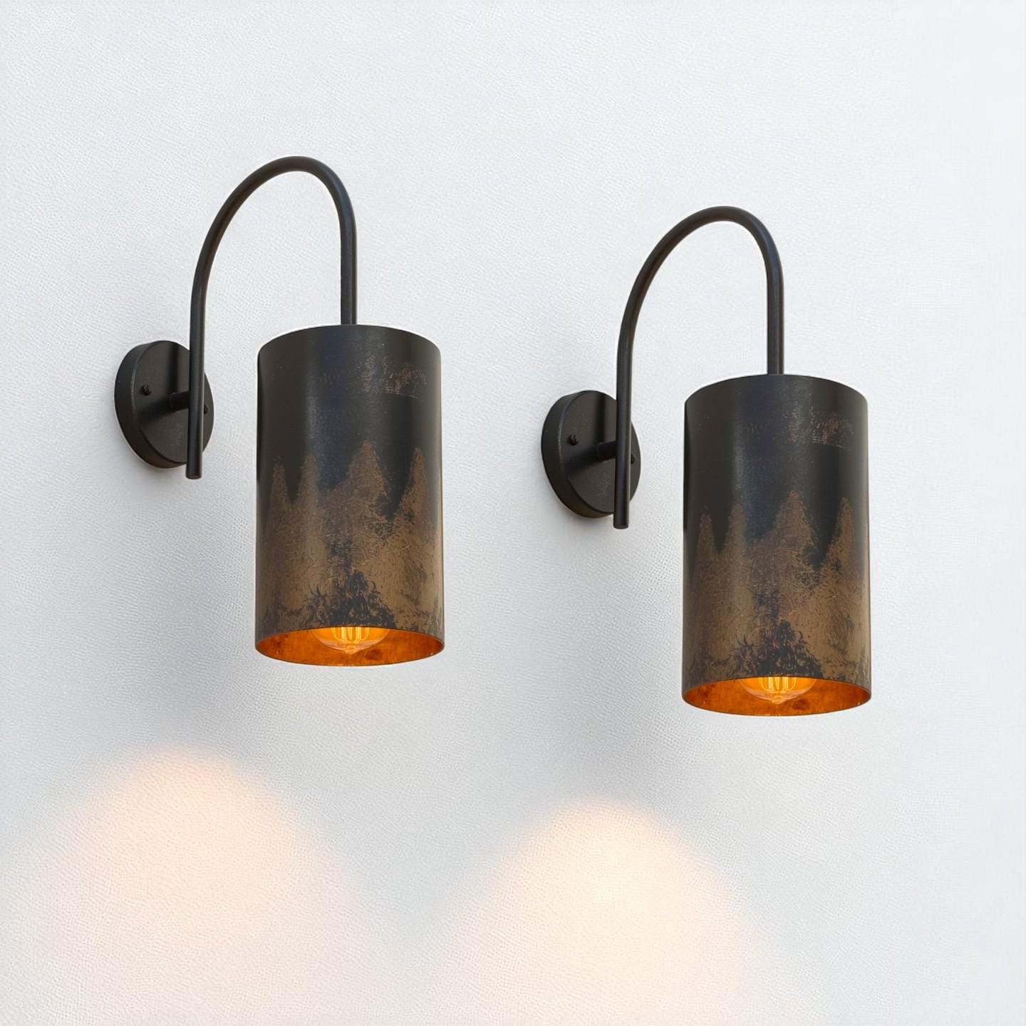 Handmade Black Patina Wall Sconce: Rustic Copper Interior Light