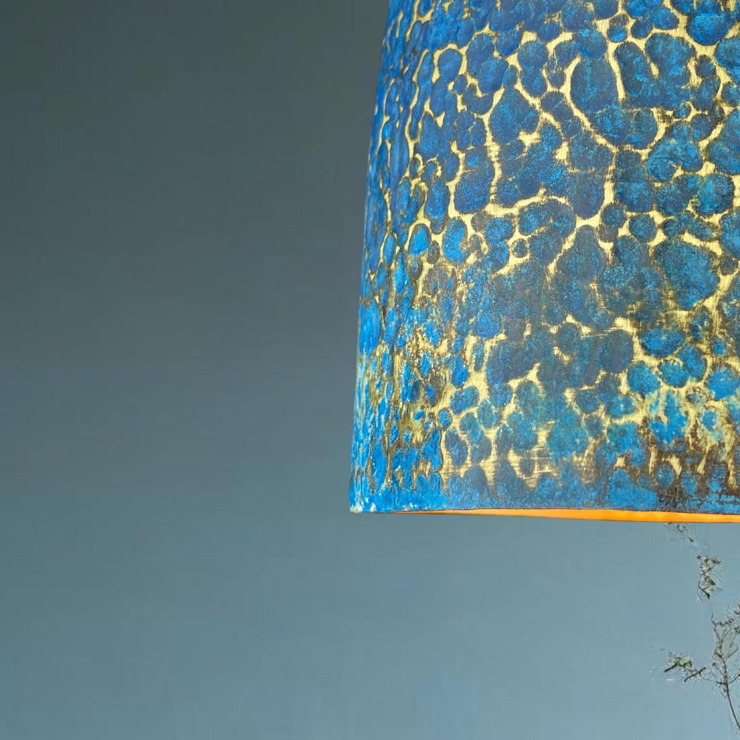 Handmade Blue Patina Brass Pendant Light: Rustic Dome Ceiling Lamp