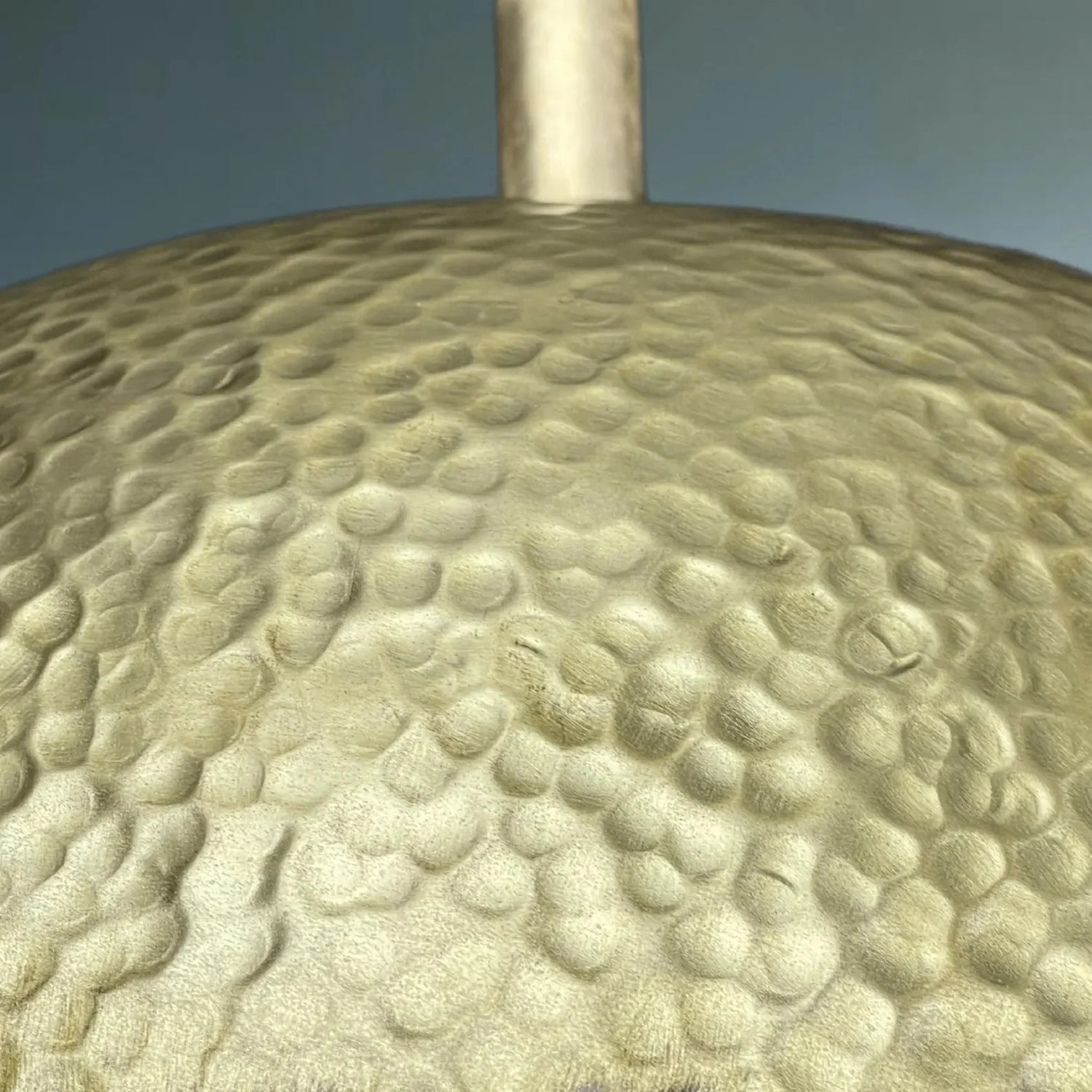 Handmade Brass Dome Pendant Light - Blue Gold Patina & Hammered Texture