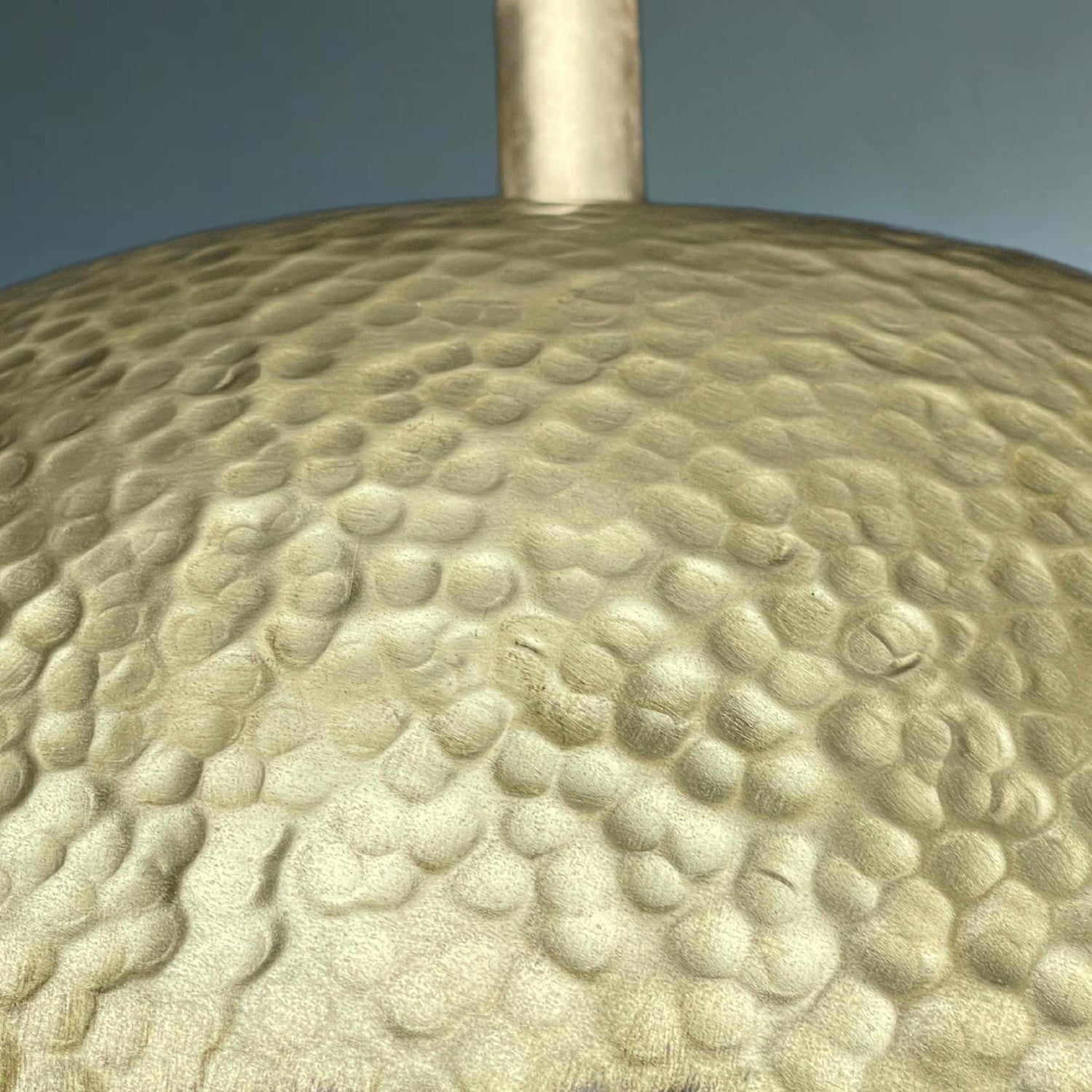 Handmade Brass Dome Pendant Light: Blue Gold Patina, Hammered Texture