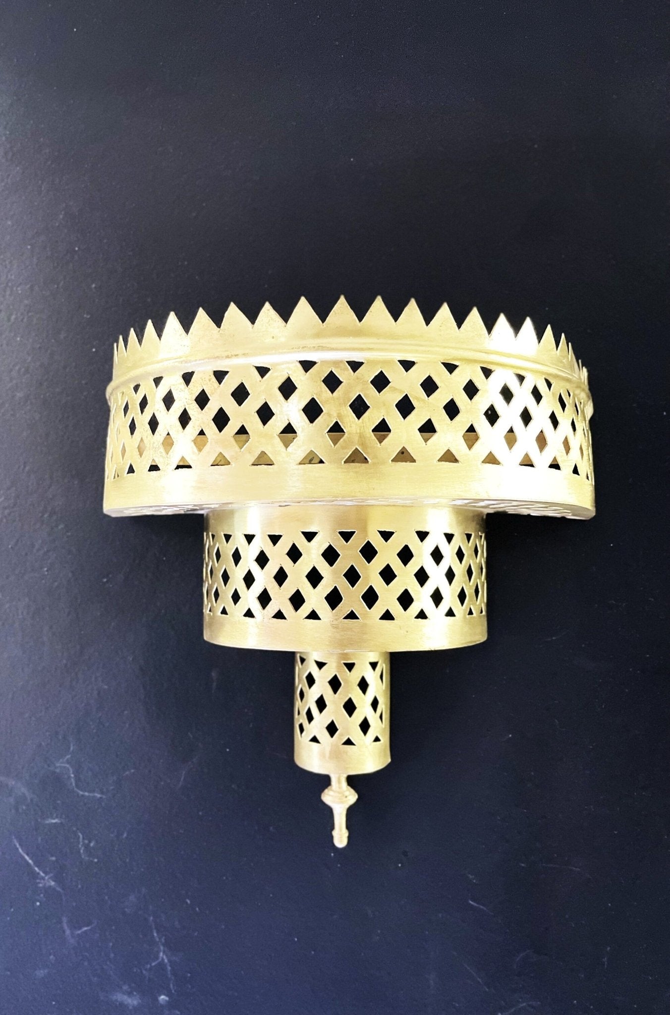 Handmade Brass Wall Sconce - Boho Gold Moroccan Decorative Light