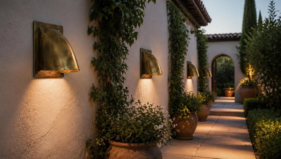 Handmade Brass Wall Sconce, Solid Brass Indoor Outdoor Light, Curved Cone Wall Lamp, Rustic Modern Vintage Brass Sconce Fixture