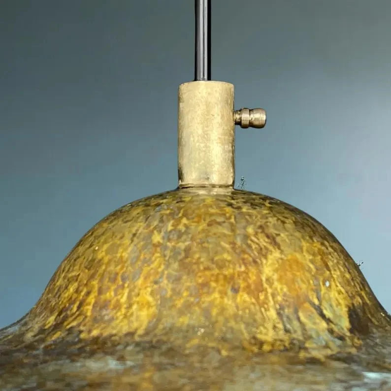 Handmade Copper Dome Lamp with Green Patina – Rustic Artisan Lighting