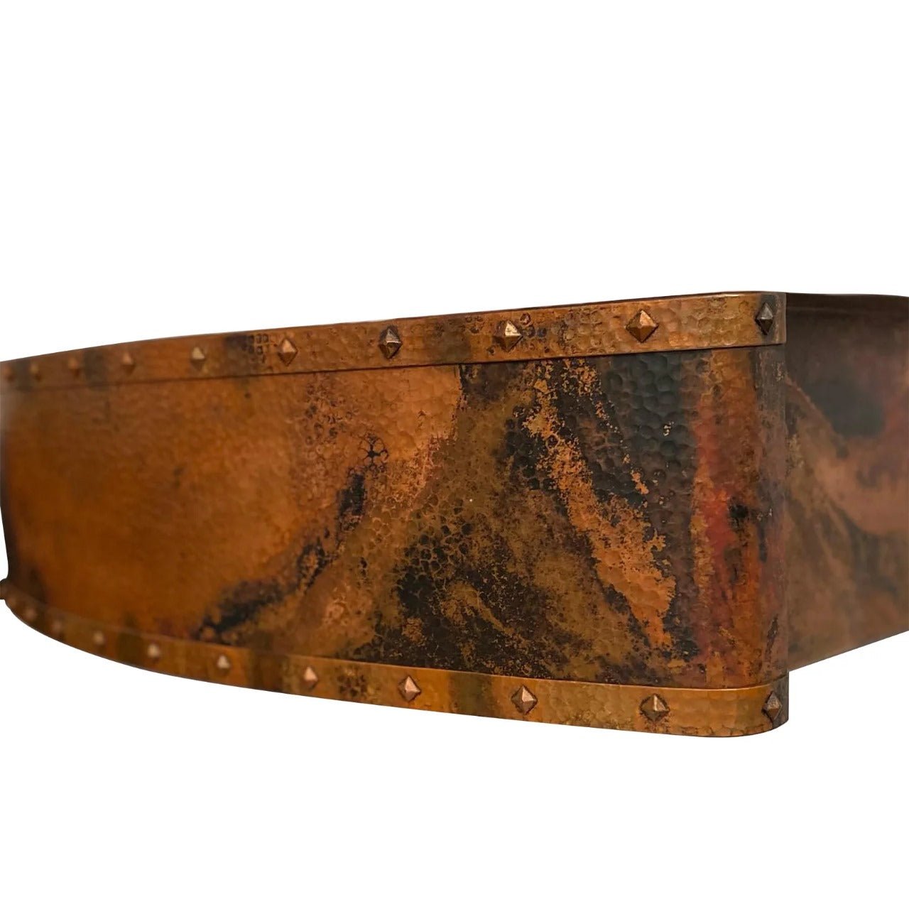 Handmade Copper Double Bowl Farmhouse Kitchen Sink with Apron Front and Decorative Rivets