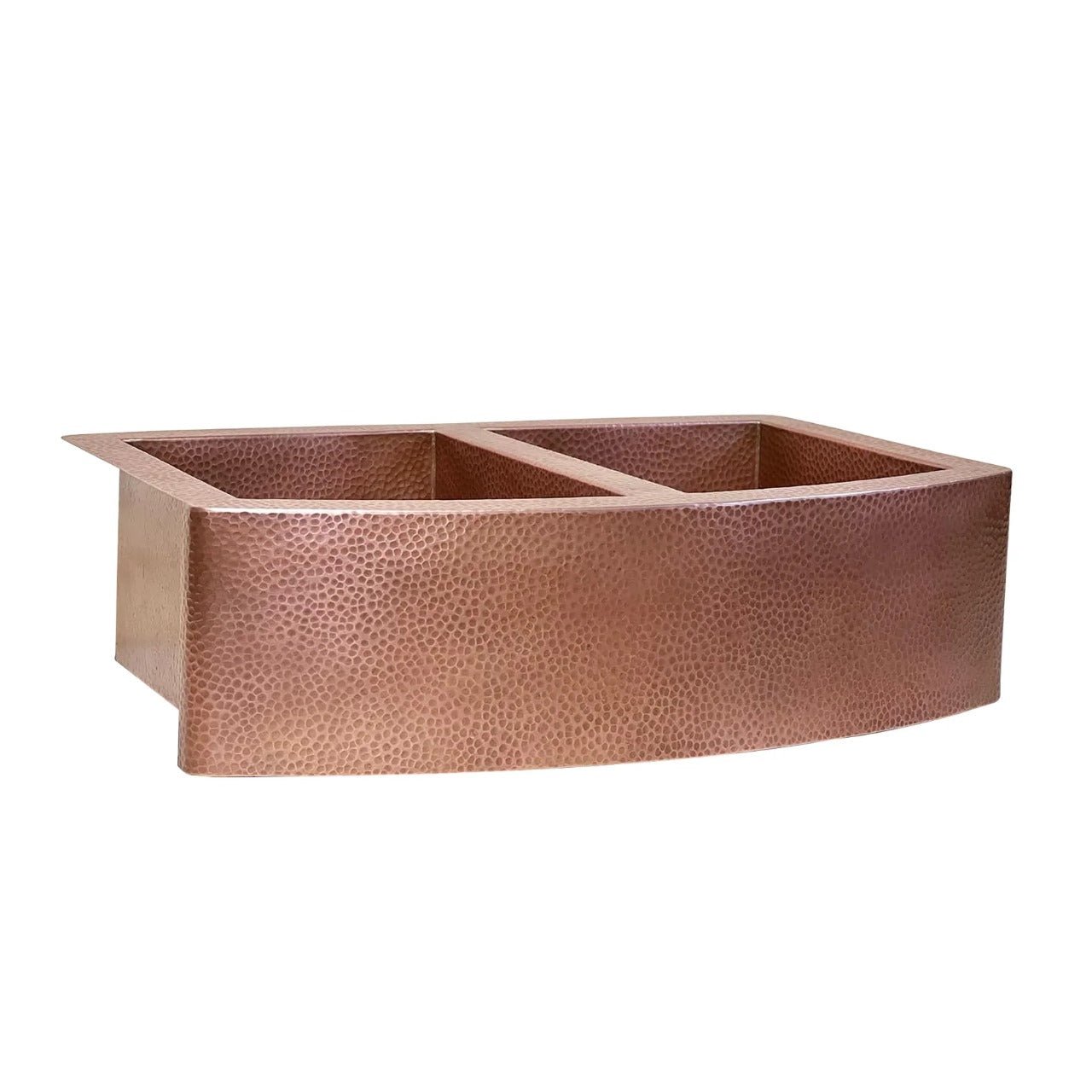 Handmade Copper Farmhouse Double Bowl Sink with Integrated Drainboard