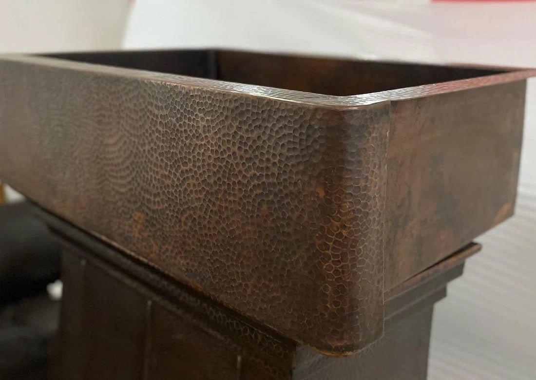 Handmade Copper Drop-In Sink – Hammered Finish, Rustic Farmhouse Style
