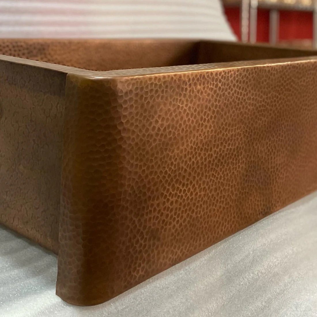 Handmade Hammered Copper Farmhouse Sink with Apron Front