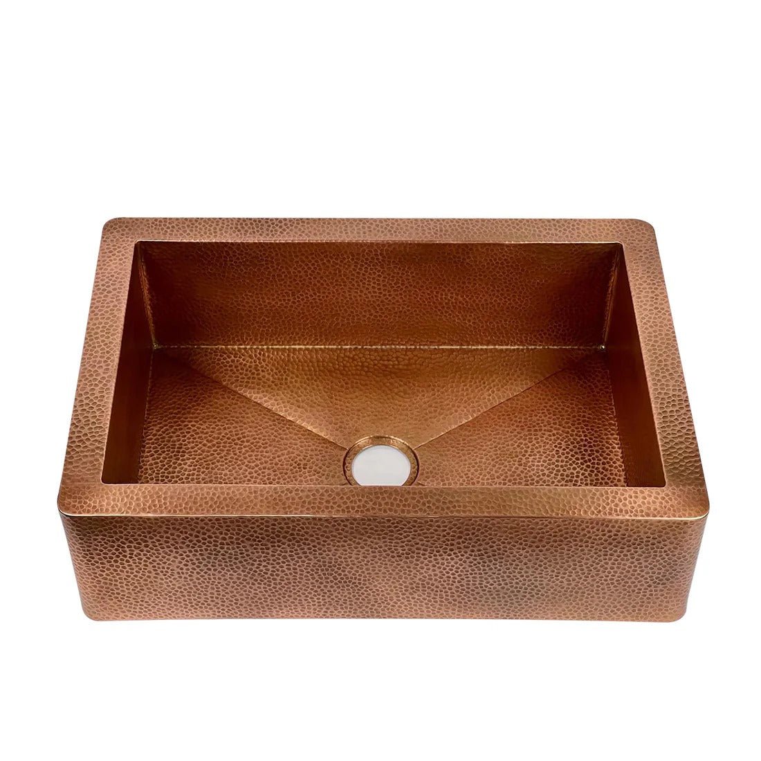 Handmade Hammered Copper Farmhouse Sink with Apron Front